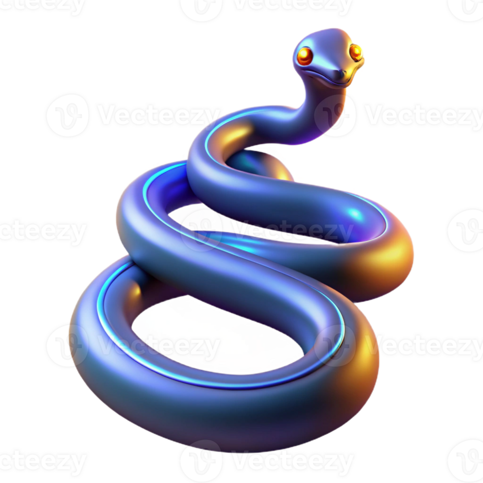 3D Render of a Coiled Snake A dynamic depiction of a snake coiled in a digital world, captured in a stunning three-dimensional render. png