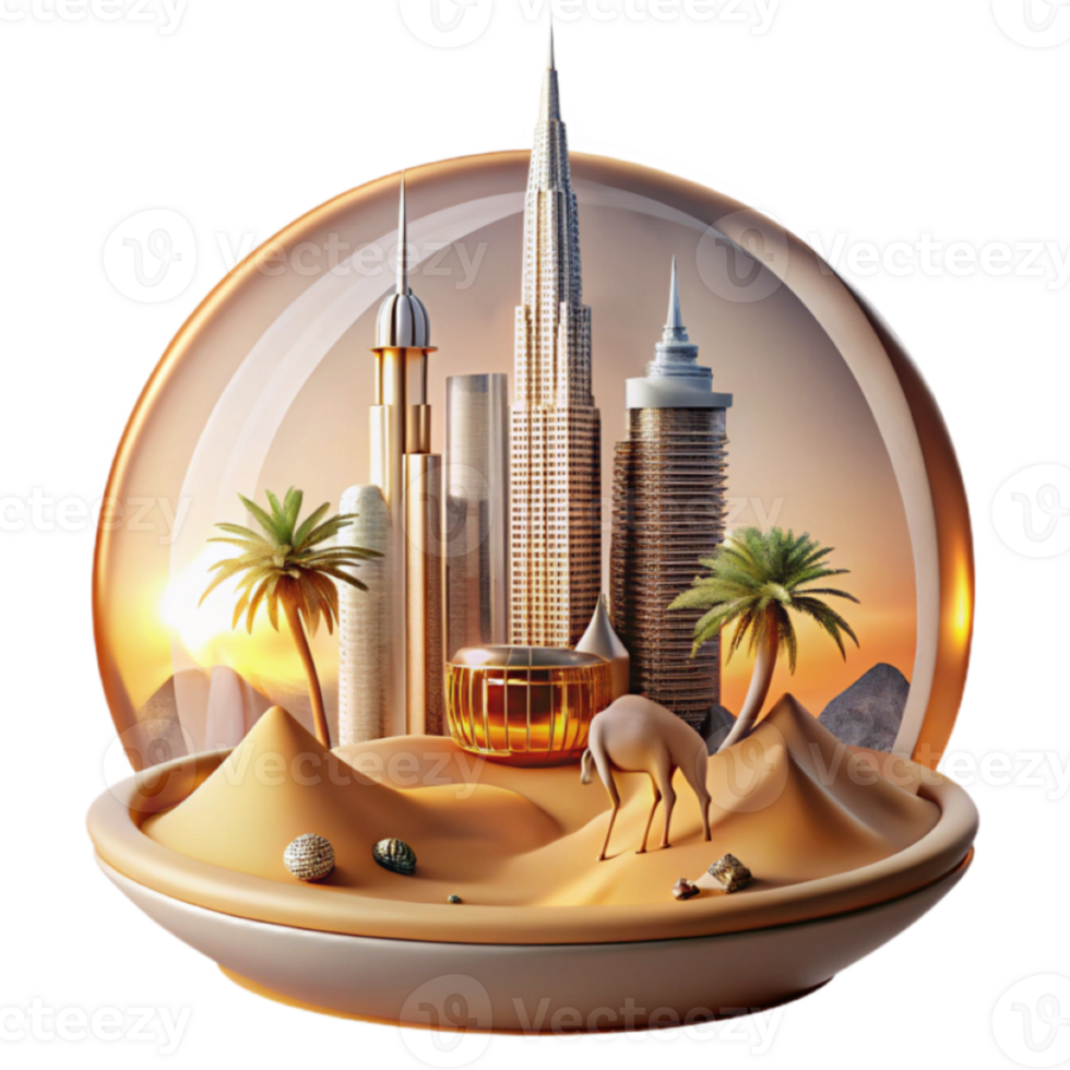 3D Illustration Desert Cityscape Skyline Modern Architecture Camel Sands png