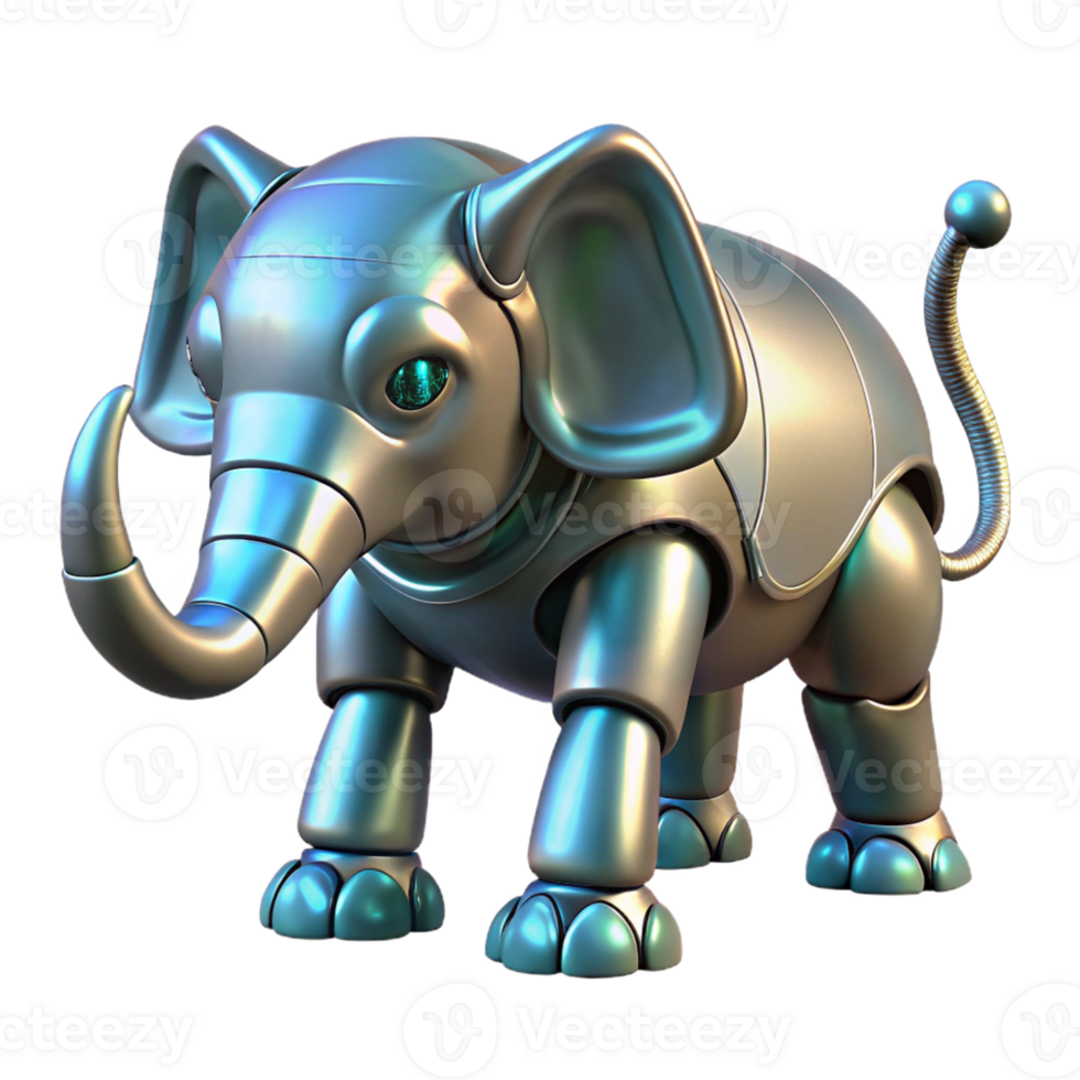 Metallic Elephant Robot A futuristic elephant robot crafted from metallic materials, navigating the digital jungle with precision. png