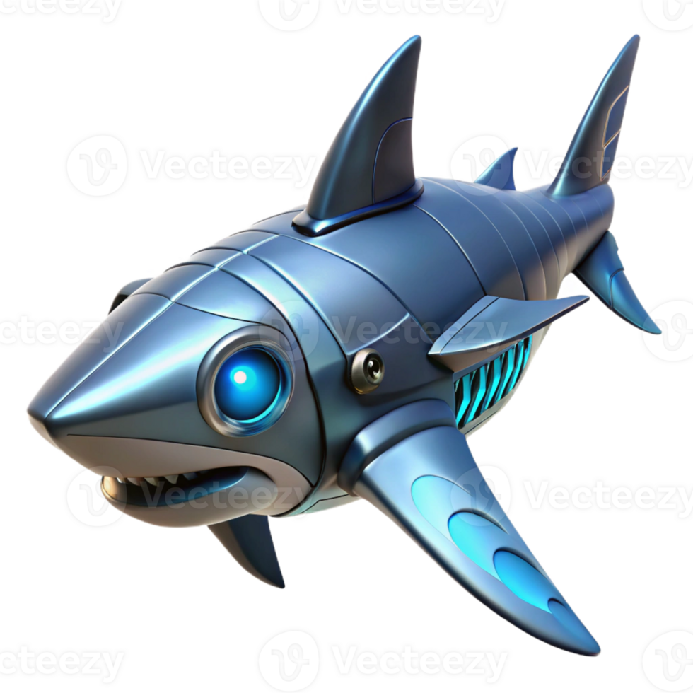 Robotic Shark Futuristic Design - A futuristic depiction of a robotic shark showcasing advanced mechanical design and sleek features png
