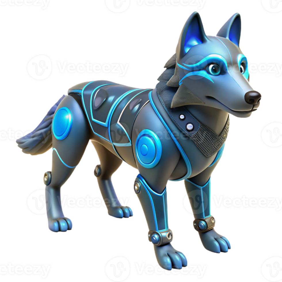 Cybernetic Wolf Futuristic Canine - A futuristic depiction of a cybernetic wolf showcasing advanced mechanical design and sleek features png