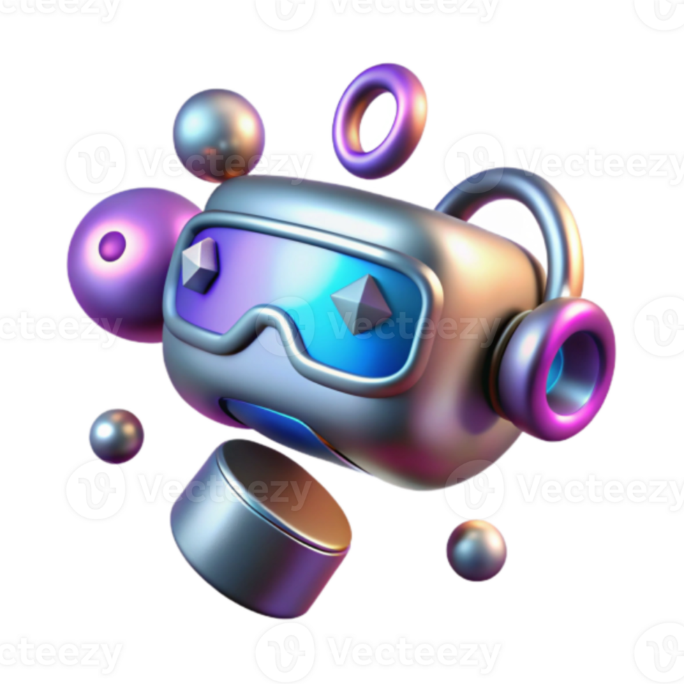3D Render of Futuristic Robot with Goggles and Metallic Accents png
