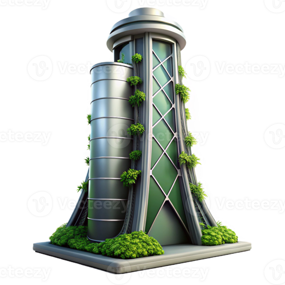 Eco-Friendly Tower Design A visionary depiction of a tower crafted for eco-friendly design, capturing the essence of innovation in a digital world. png