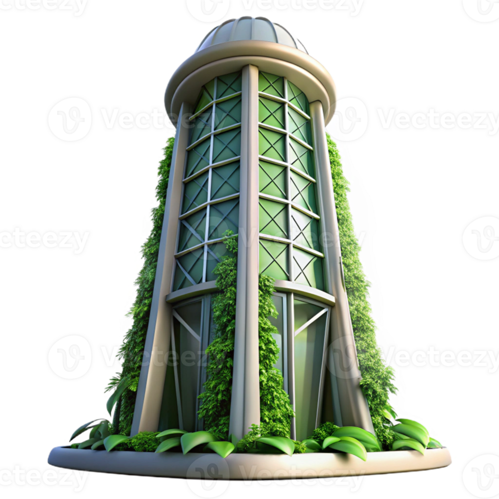 Eco-Friendly Tower Design in a Sustainable Three Dimensional Scene png