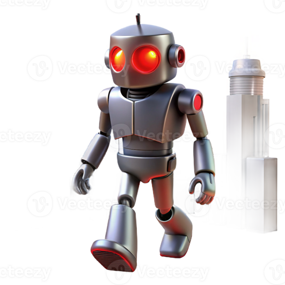 Walking Robot 3D Render - A detailed 3D render of a robot in motion showcasing its mechanical design and futuristic features png