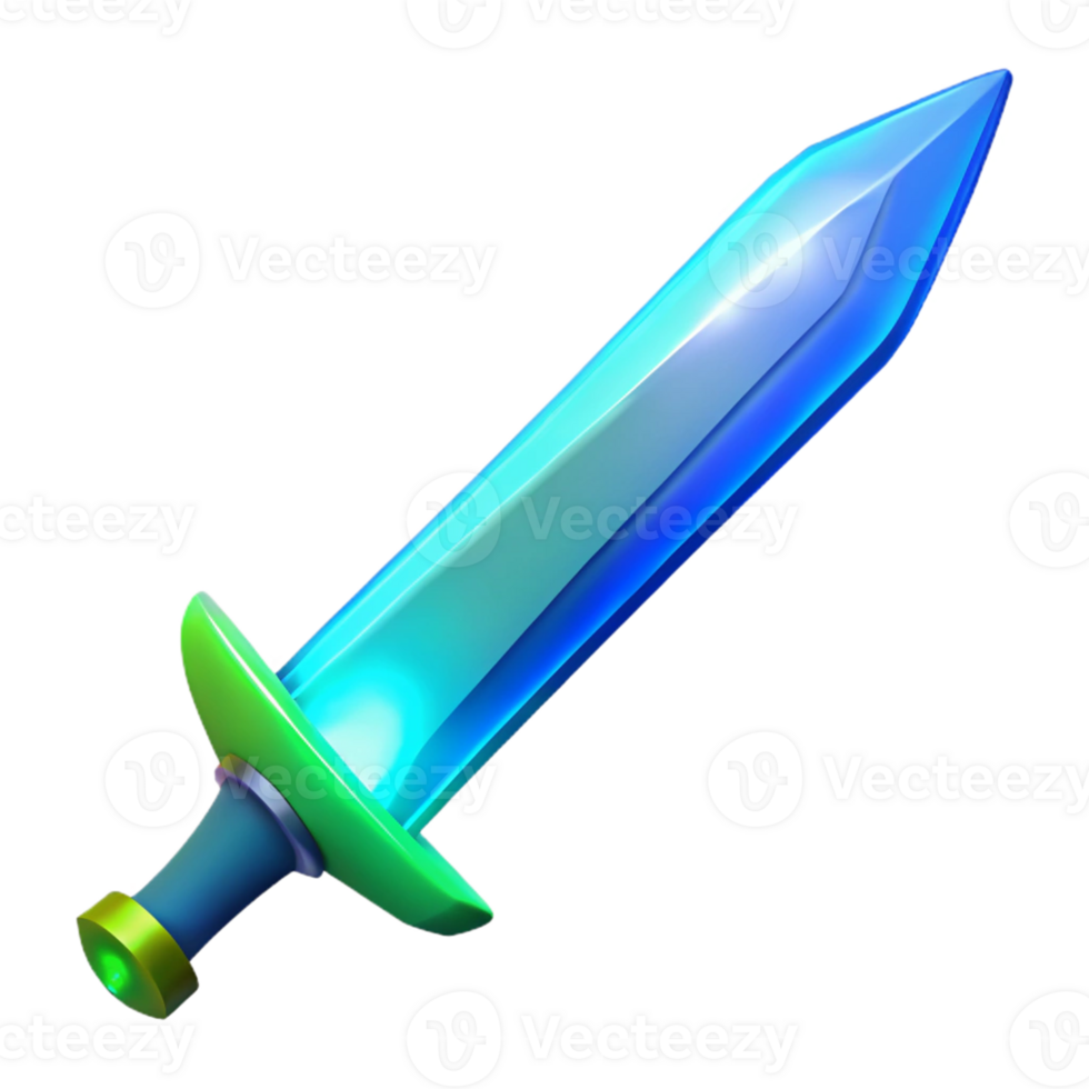 Glowing Crystal Sword - A luminous depiction of a crystal sword with glowing elements highlighting its enchanting presence and mystical atmosphere png