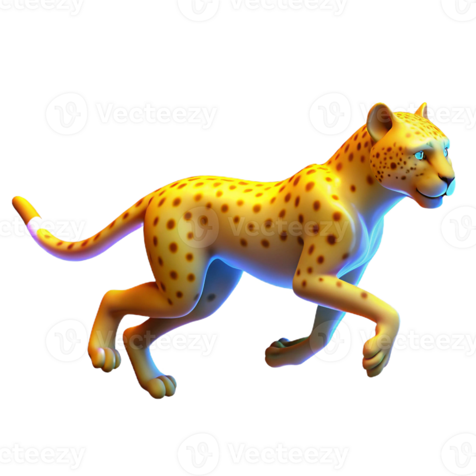 Cheetah in Motion in a Three Dimensional Render with Dynamic Pose and Realistic Details png
