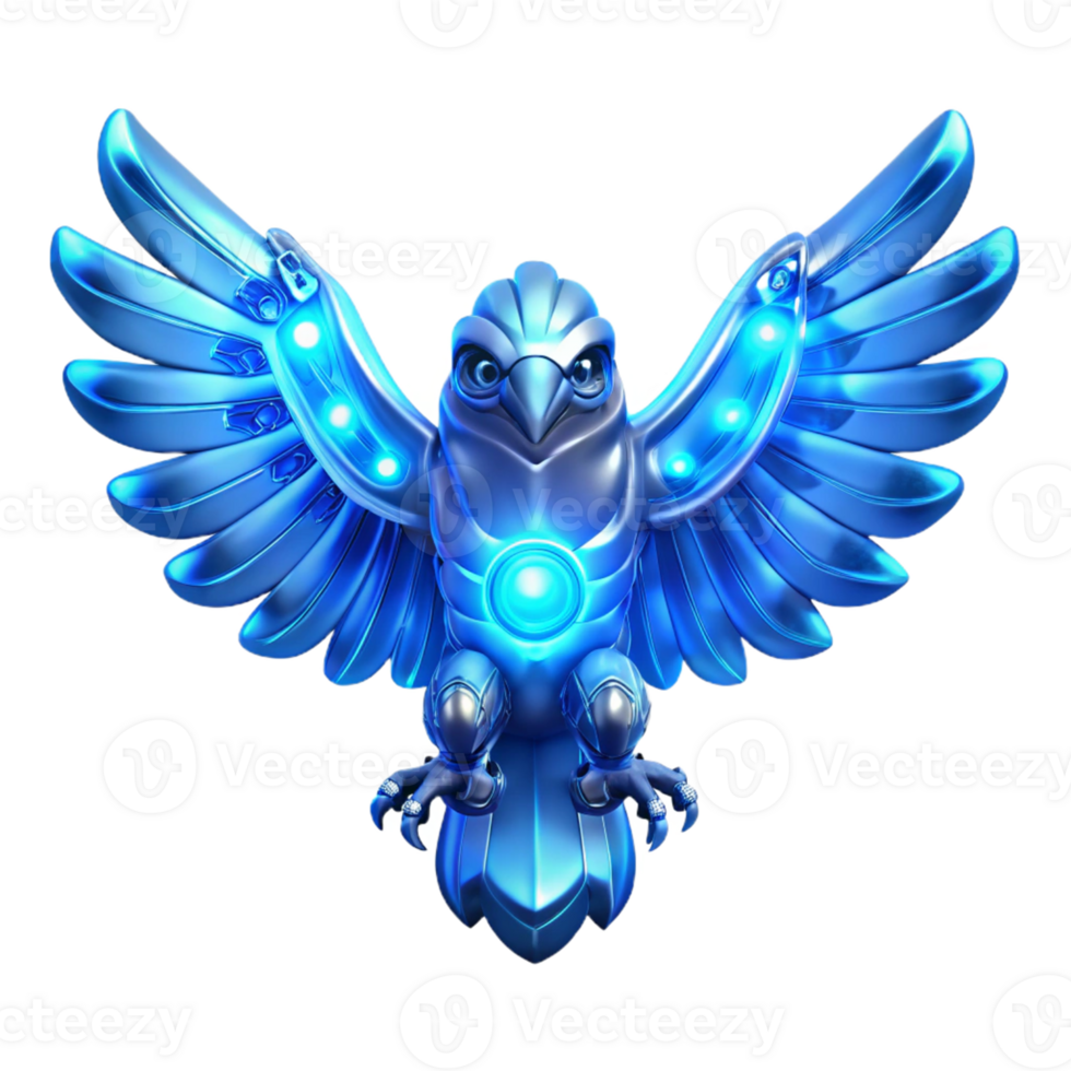 Cybernetic Avian Wings of Steel A futuristic bird with wings crafted from steel, navigating the digital sky with precision. png