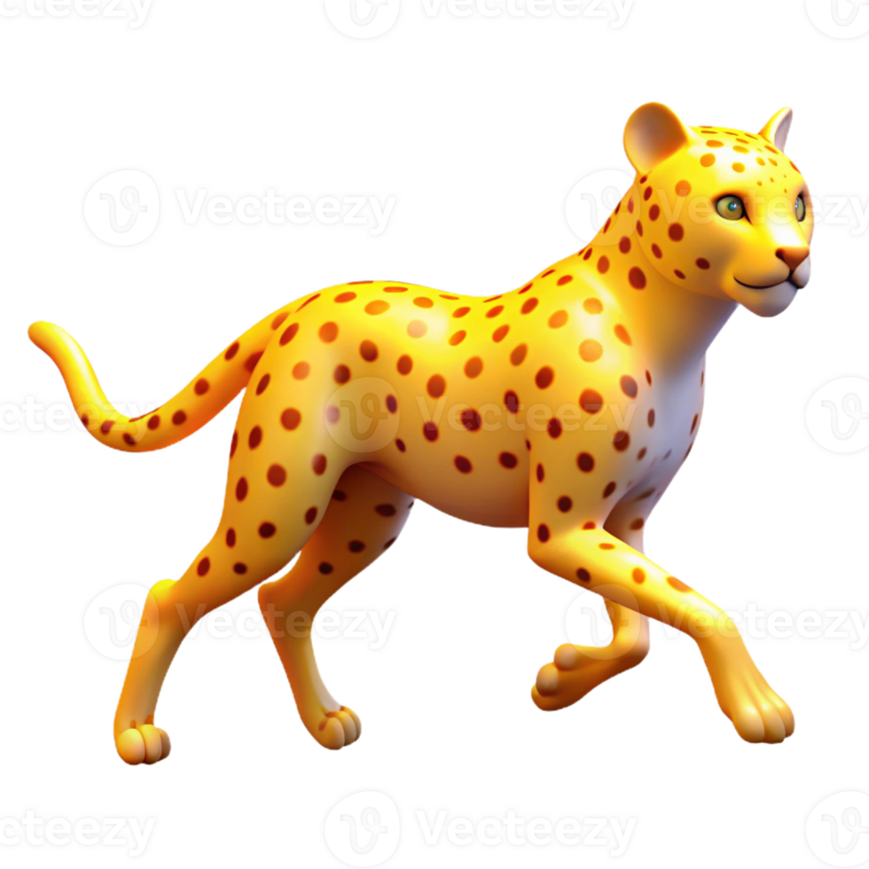 Cute Cheetah 3D Render An adorable 3D depiction of a cheetah, highlighting its playful and endearing nature. png