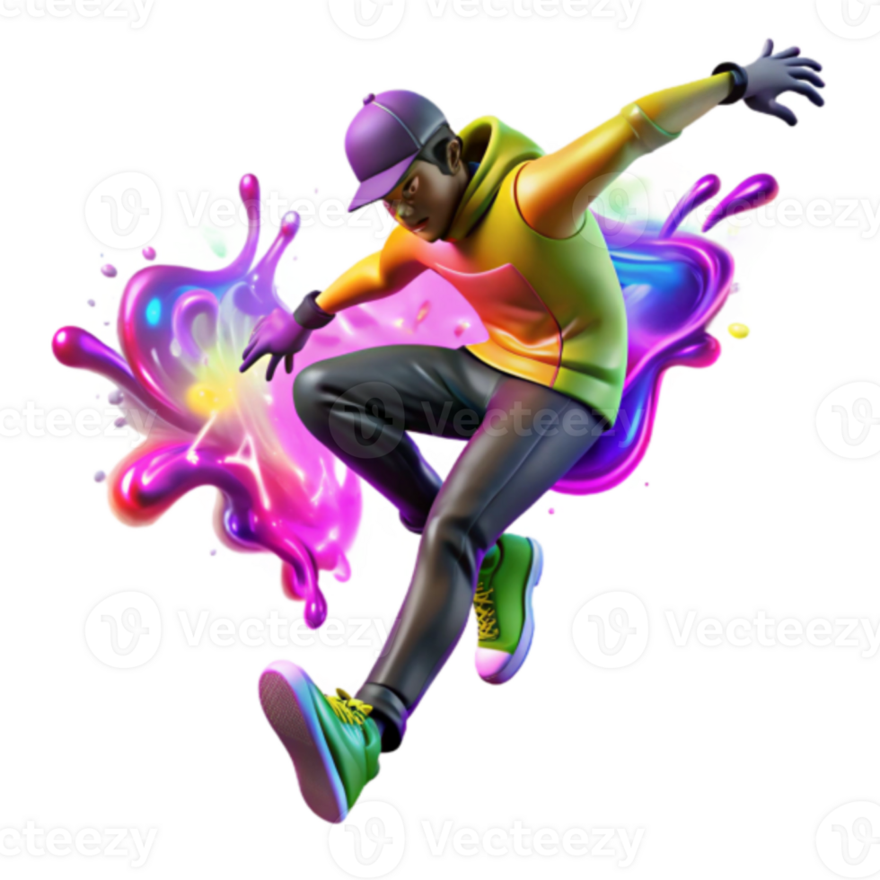 Dynamic 3D Illustration of a Colorful Jumper png