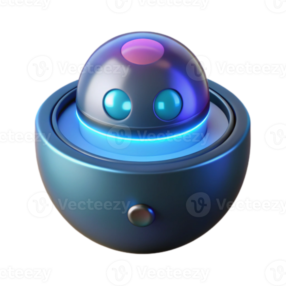 Futuristic 3D Render of a Shiny Dome Robot png