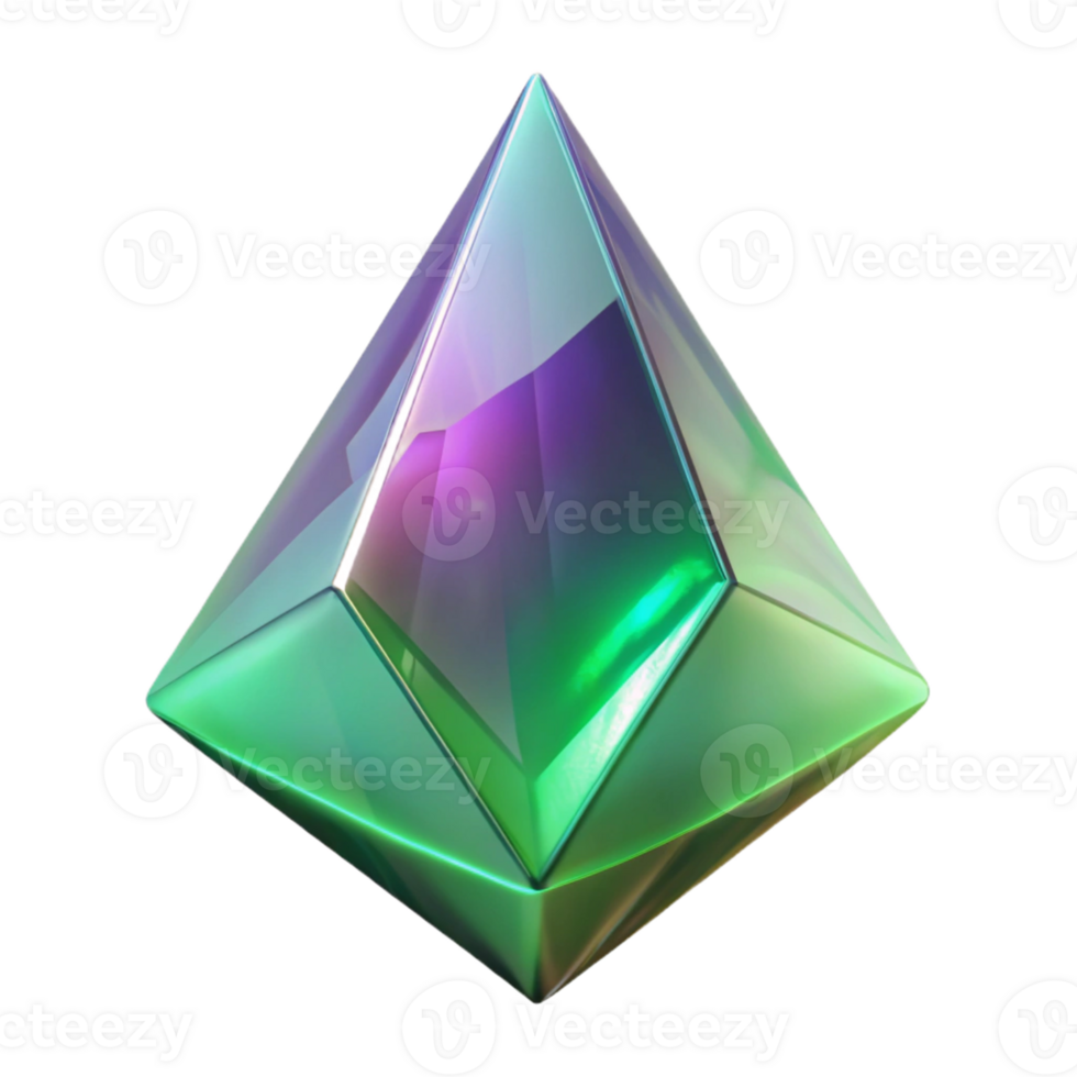 Iridescent Gem Pyramid - A stunning depiction of a gem pyramid with iridescent features showcasing a spectrum of colors and ethereal beauty png