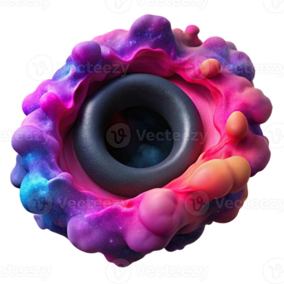Cosmic Nebula 3D Render Abstract Background with Dark Circle png
