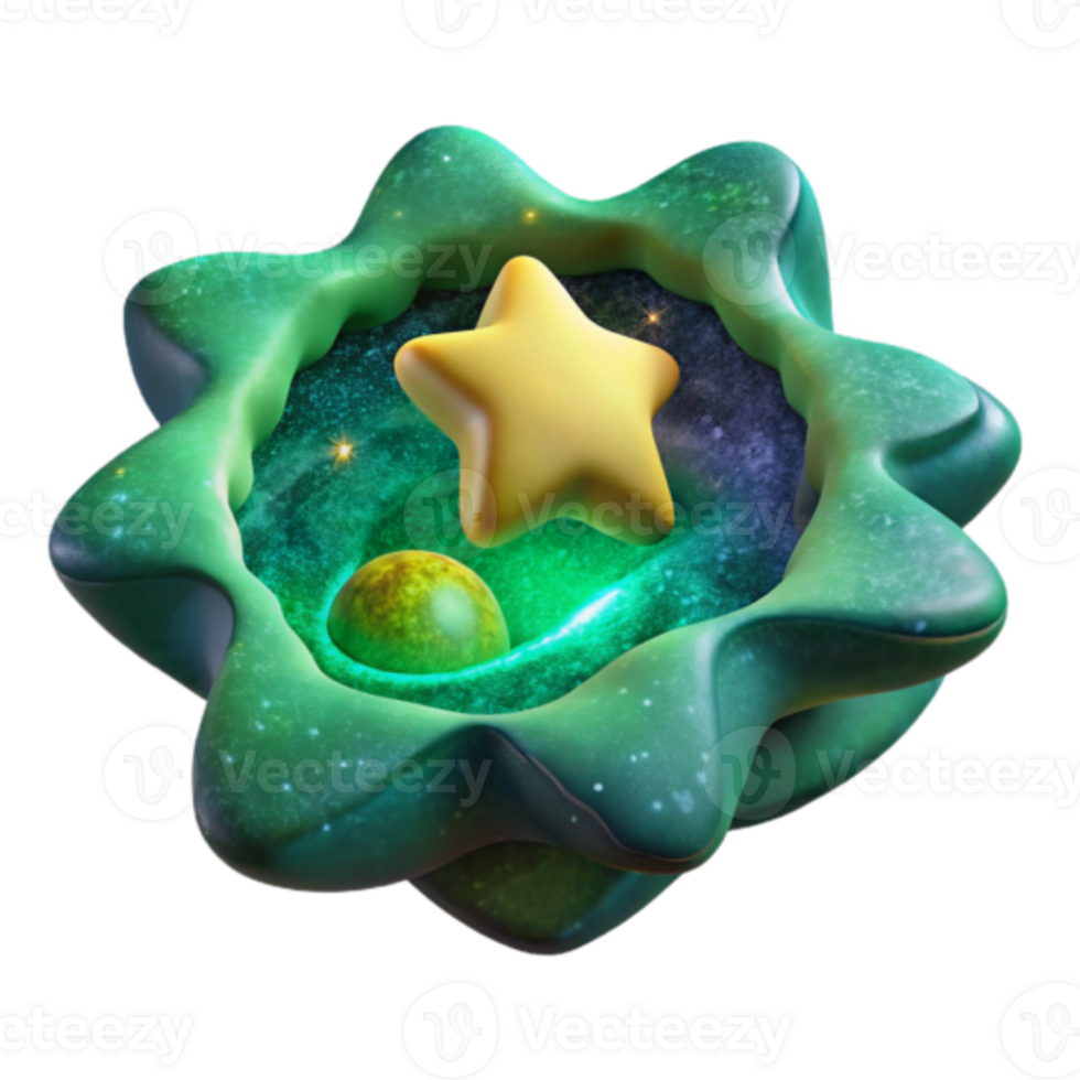 3D Render Star Galaxy Abstract Background, Green Cosmic Flower Nebula Illustration png