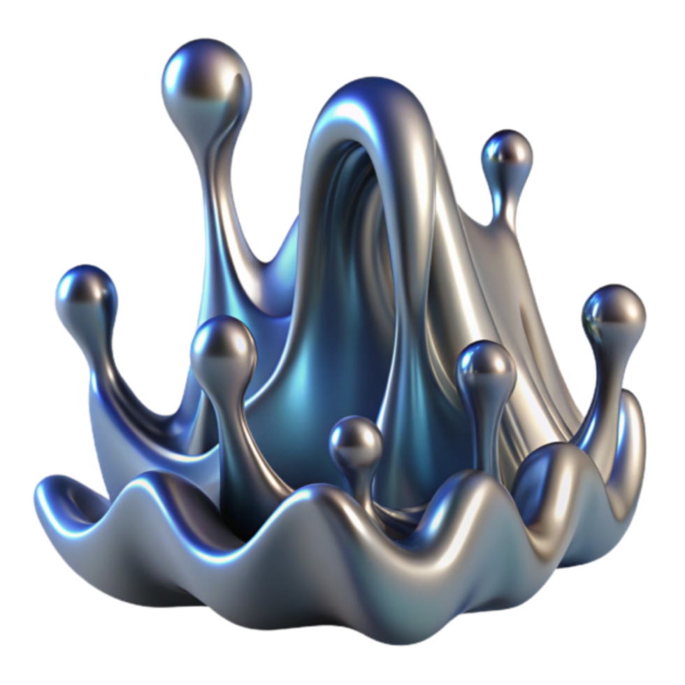 Abstract 3D Render of a Liquid Metal Splash png