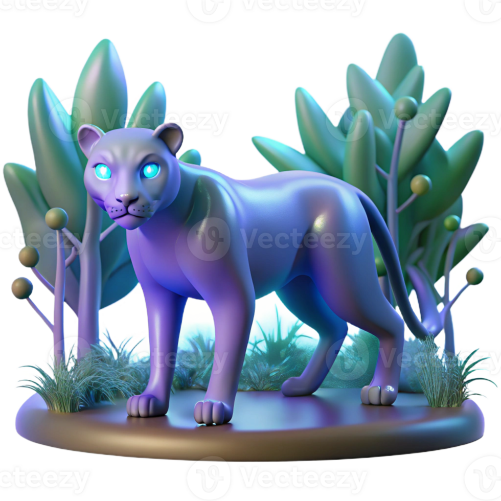 Three Dimensional Render of a Panther in a Night Forest with Stealthy Movement png