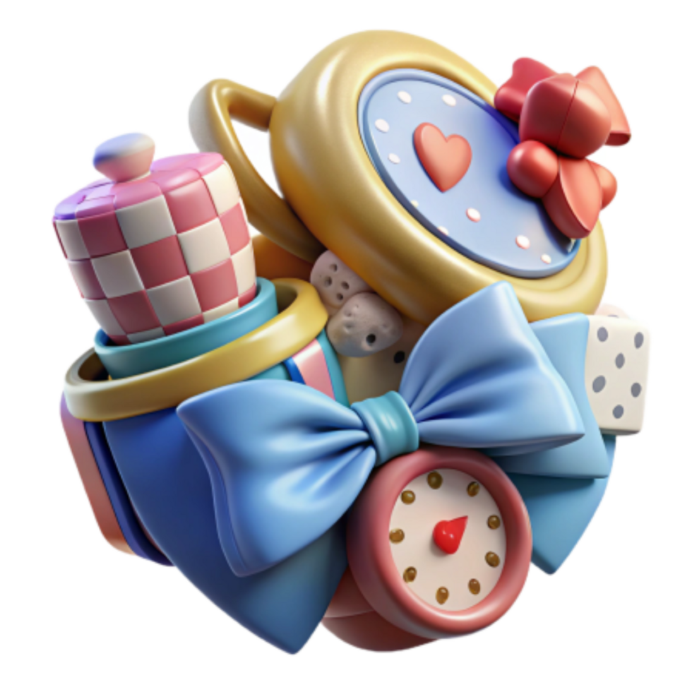 Whimsical 3D Render of Playful Objects A Cute Abstract Background png