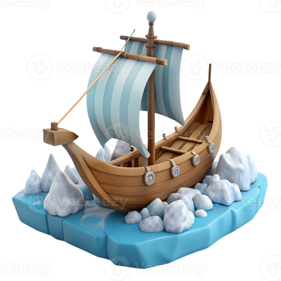 Wooden Ship on Ice Floe - A historical depiction of a wooden ship navigating through an ice floe capturing its adventurous spirit and challenging journey png
