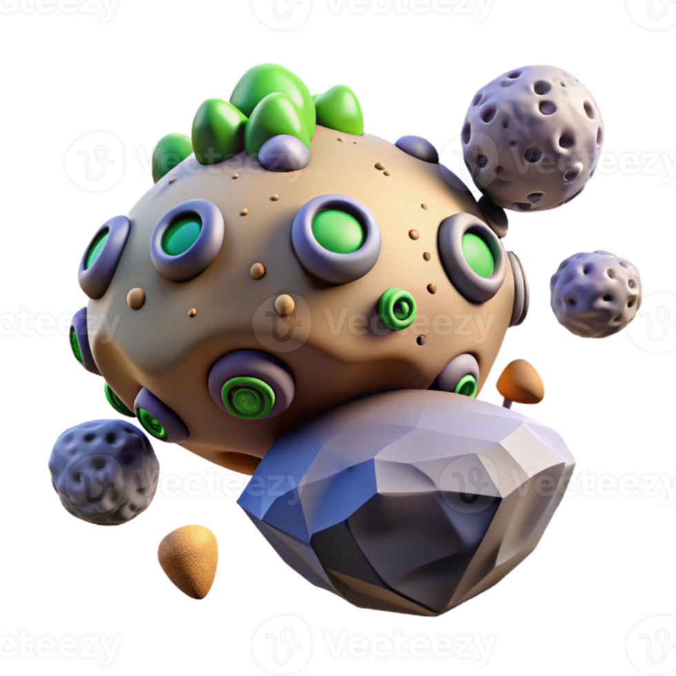 Three Dimensional Render of an Asteroid Field in a Cosmic Adventure png