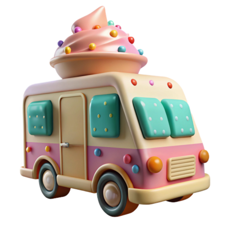 Sweet Treats Camper Van 3D Render Illustration png