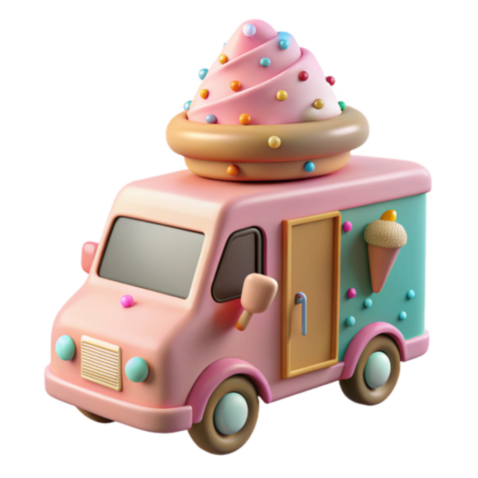 Adorable 3D Ice Cream Truck Illustration png