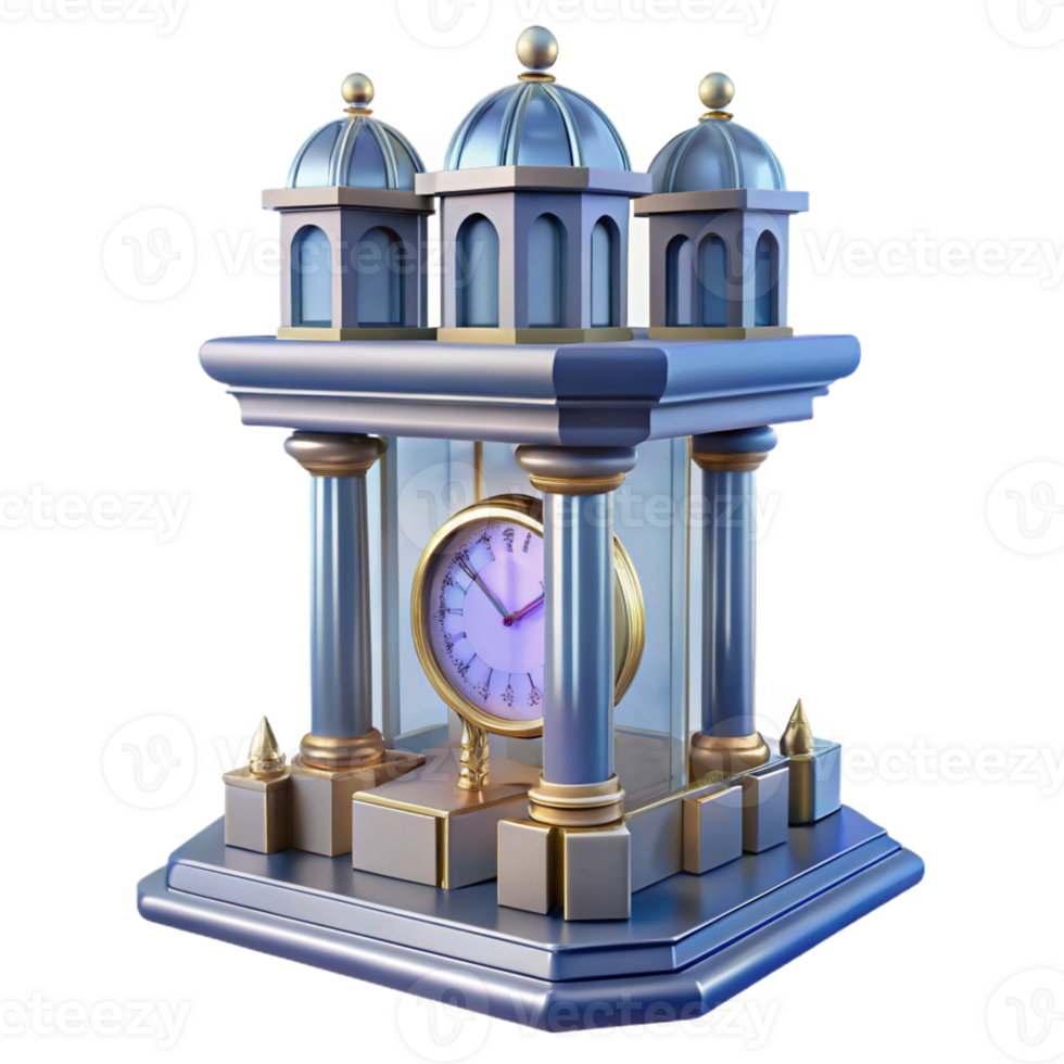 Elegant Clock with Architectural Design in a Majestic Three Dimensional Scene of Time png