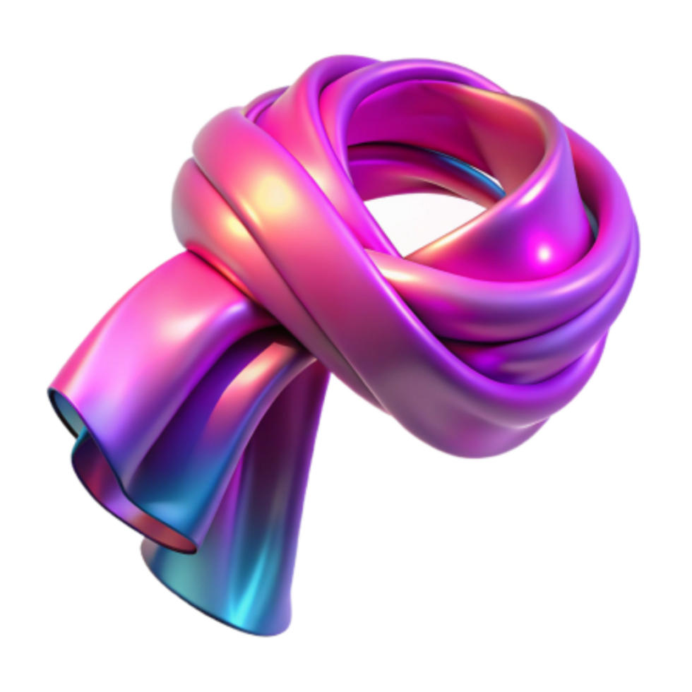 Abstract 3D Render of a Colorful Twisted Scarf png