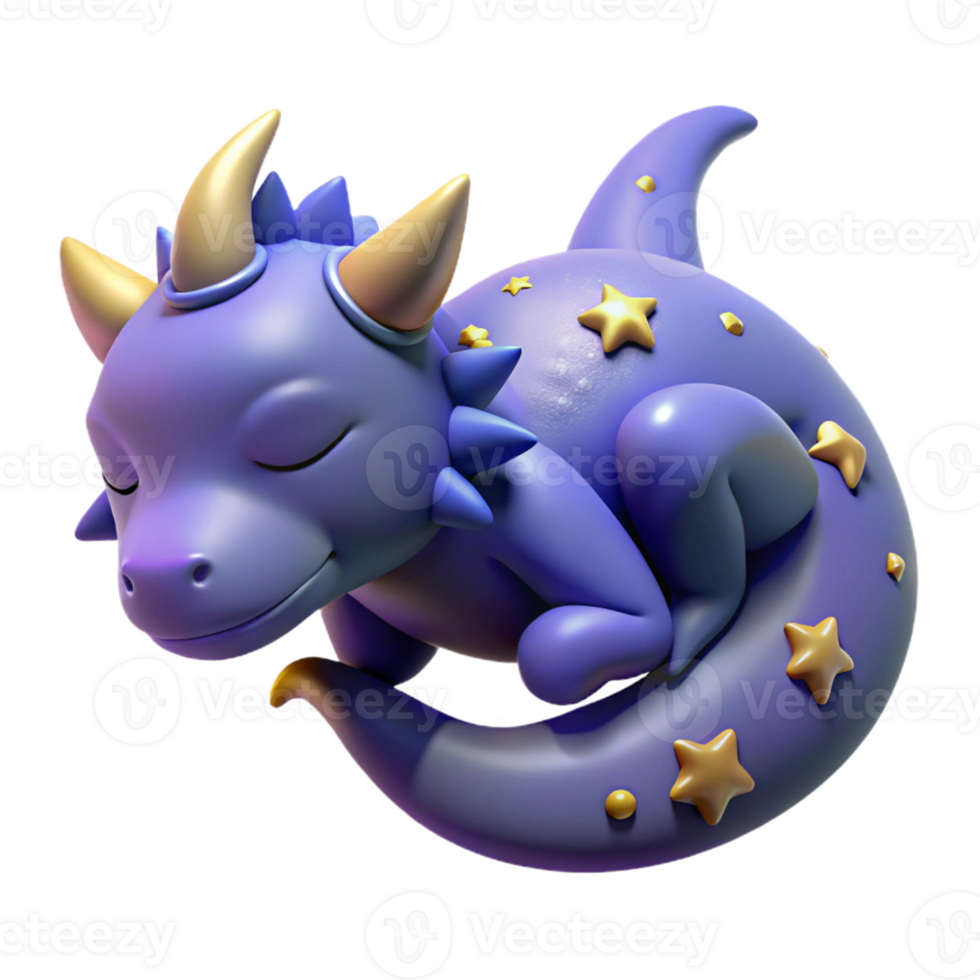 Sleeping Purple Dragon with Stars in a Mystical Setting with Enchanting Atmosphere png