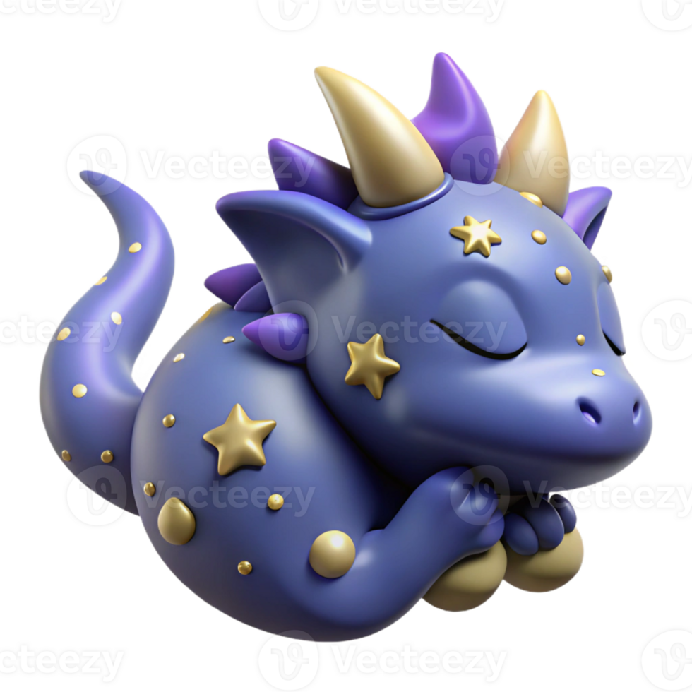 Cute Sleeping Dragon in a Three Dimensional Render of Peaceful Slumber png
