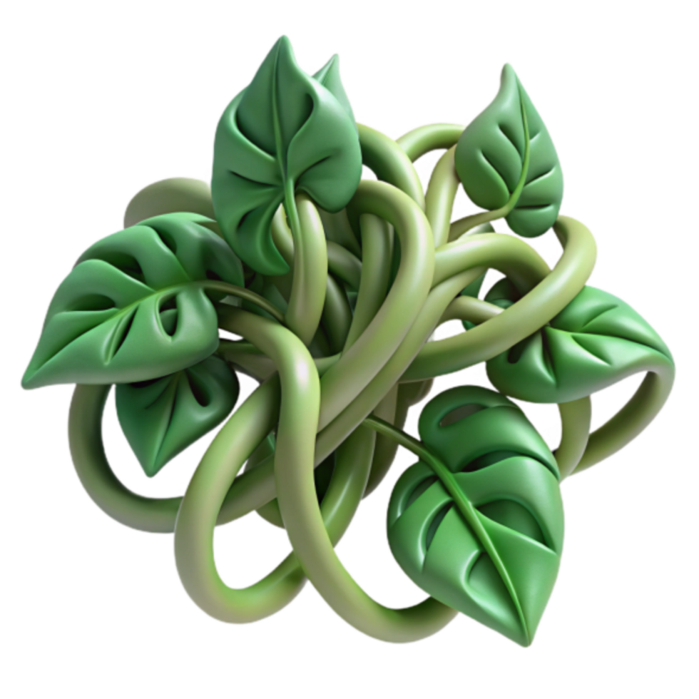 3D Render Green Leaves Intricate Knot Illustration png