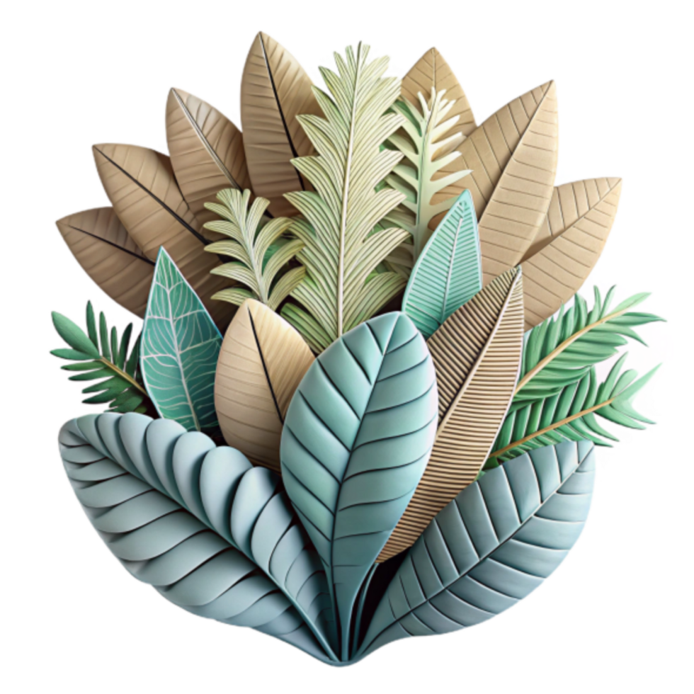3D Render Tropical Leaves Illustration Lush Greenery Botanical Artwork png