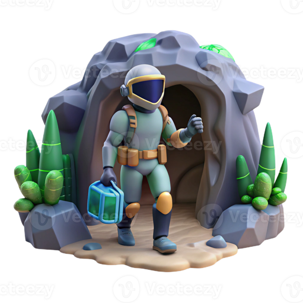Astronaut Exploring Cave A Dynamic Depiction Of An Astronaut Astronaut Exploring Cave A Dynamic Depiction Of An Astronaut
