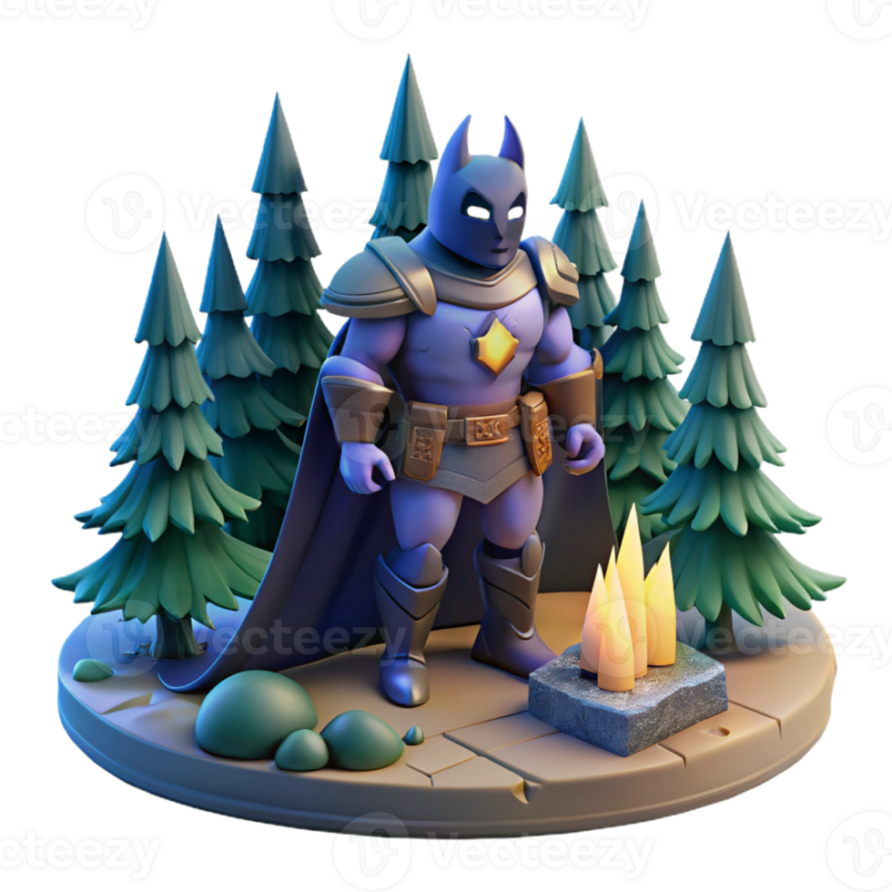 Three Dimensional Render of a Knight in a Forest of Adventure png
