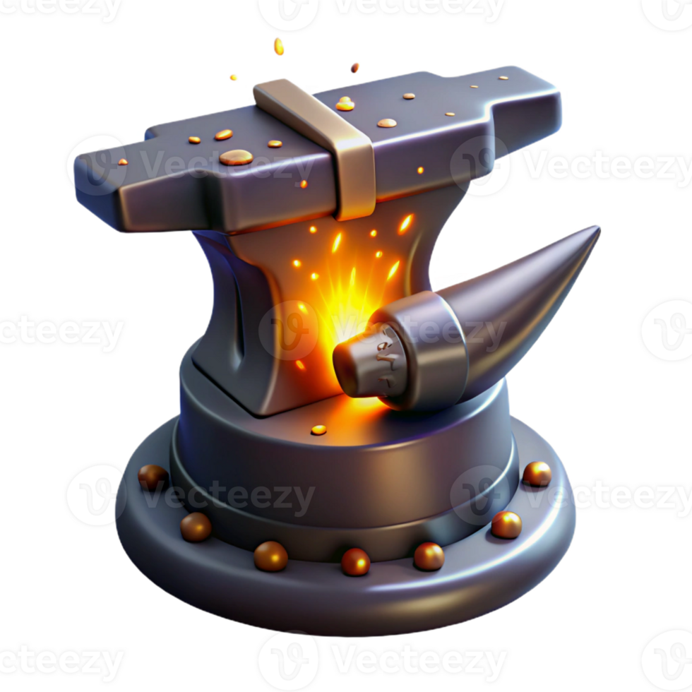 Forging Horn with an Anvil and Fire in a Dynamic Three Dimensional Scene png