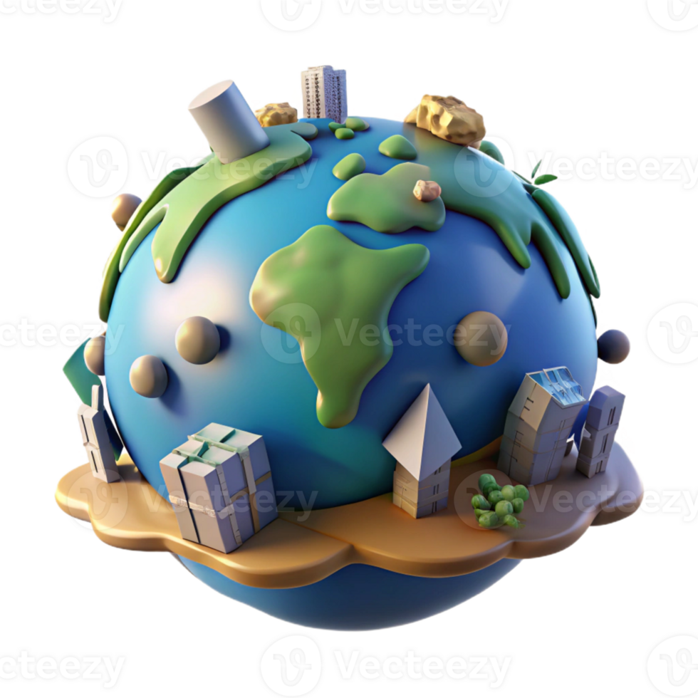 Global Trade Urban Growth A dynamic depiction of a world navigating global trade and urban growth, capturing the essence of innovation in a digital world. png