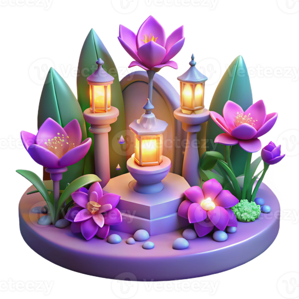 Enchanted Garden with Lanterns A magical scene of a garden navigating a world of lanterns, capturing the essence of enchantment in a digital world. png