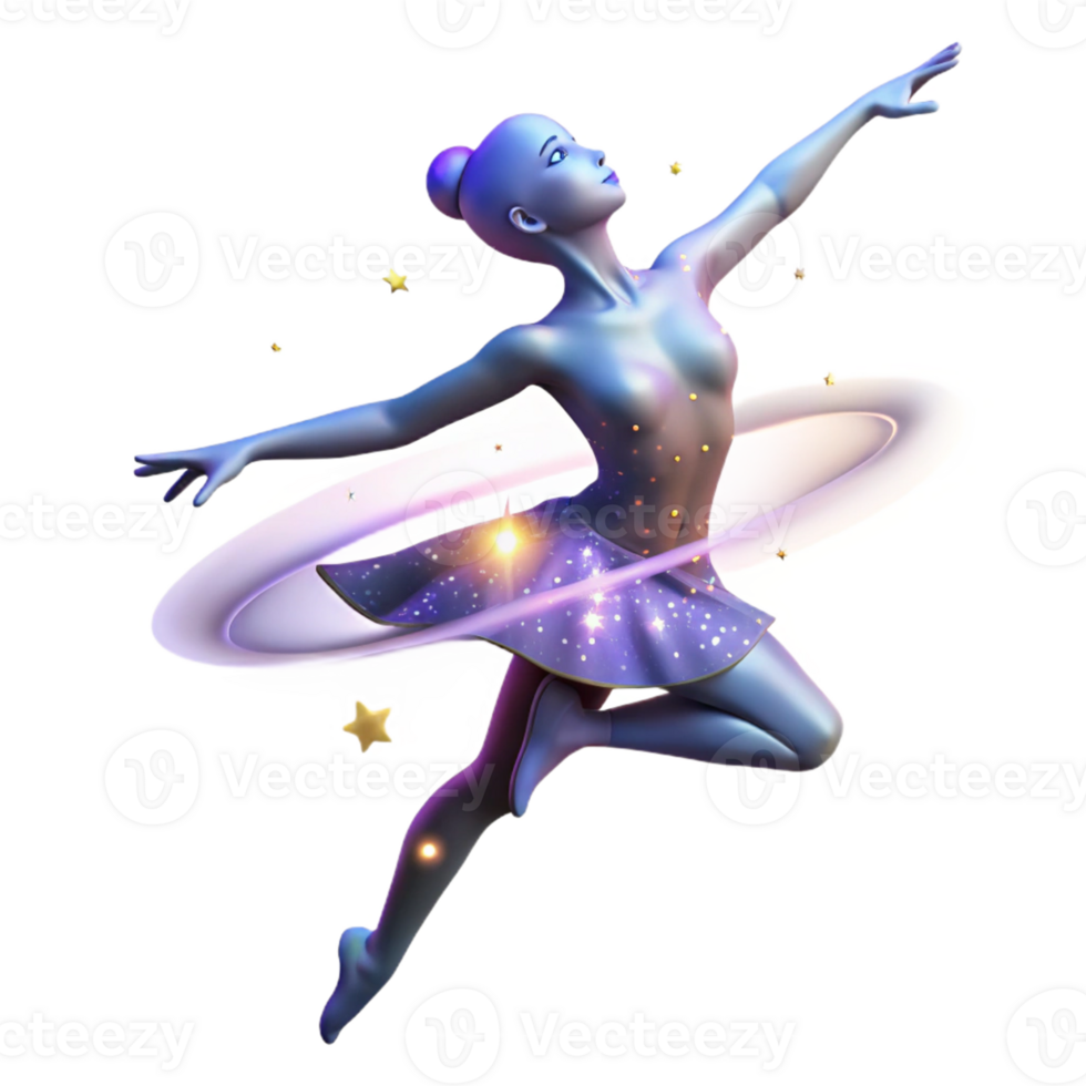 Cosmic Ballerina Galaxy Dance - A fantastical depiction of a ballerina with galaxy elements blending cosmic themes with graceful dance png