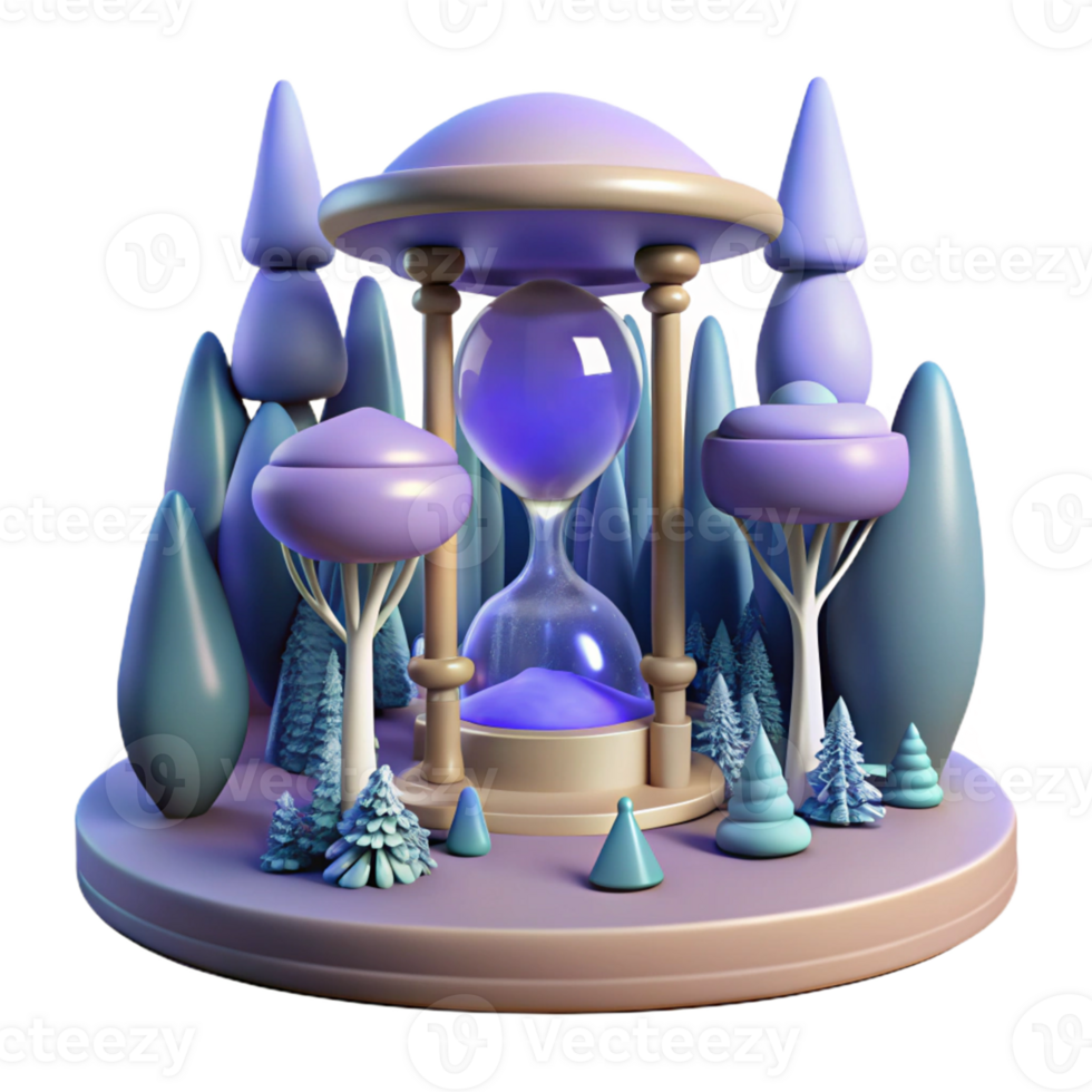 Hourglass in an Enchanted Forest in a Magical Three Dimensional Scene of Time png