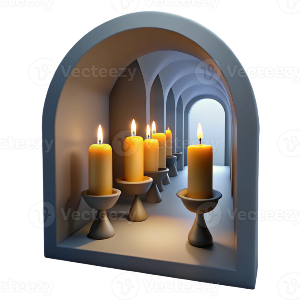 Candles in Archway - A serene depiction of candles in an archway capturing the essence of tranquility and mystical atmosphere png