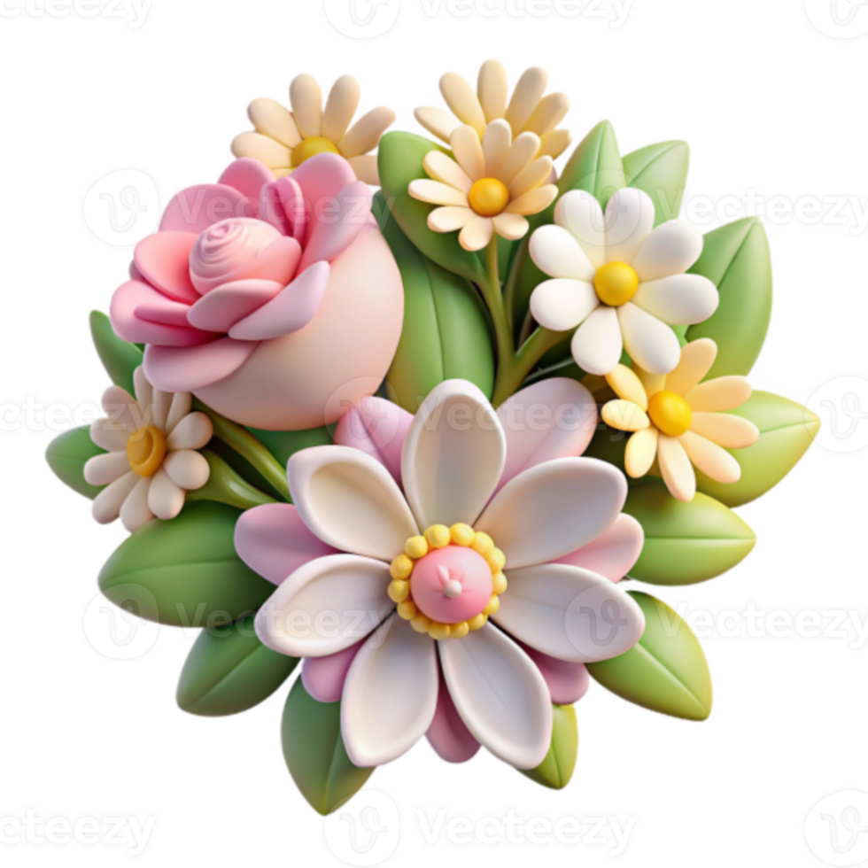 3D Render of a Delicate Floral Bouquet Illustration png