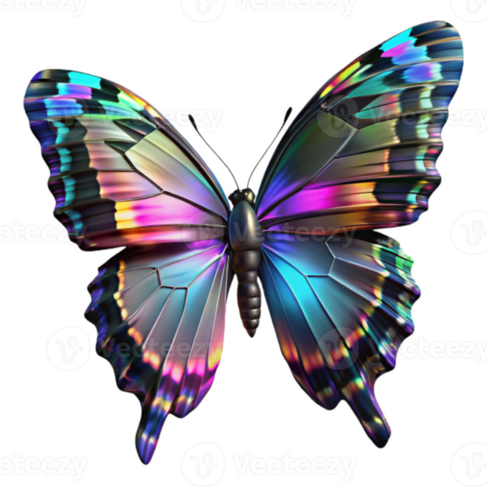 Iridescent Butterfly 3D Render Abstract Background png