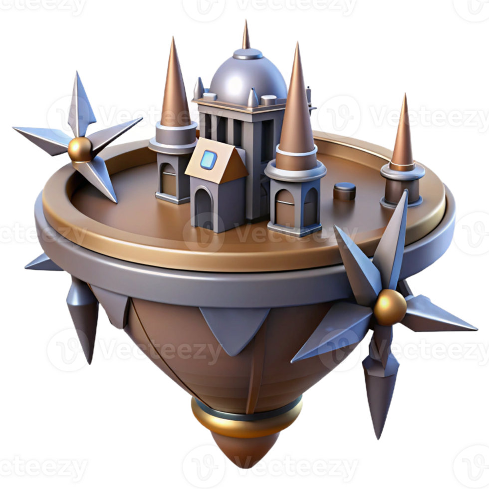 Floating Castle 3D Model A magical castle crafted in a stunning three-dimensional model, standing proudly in a digital realm. png