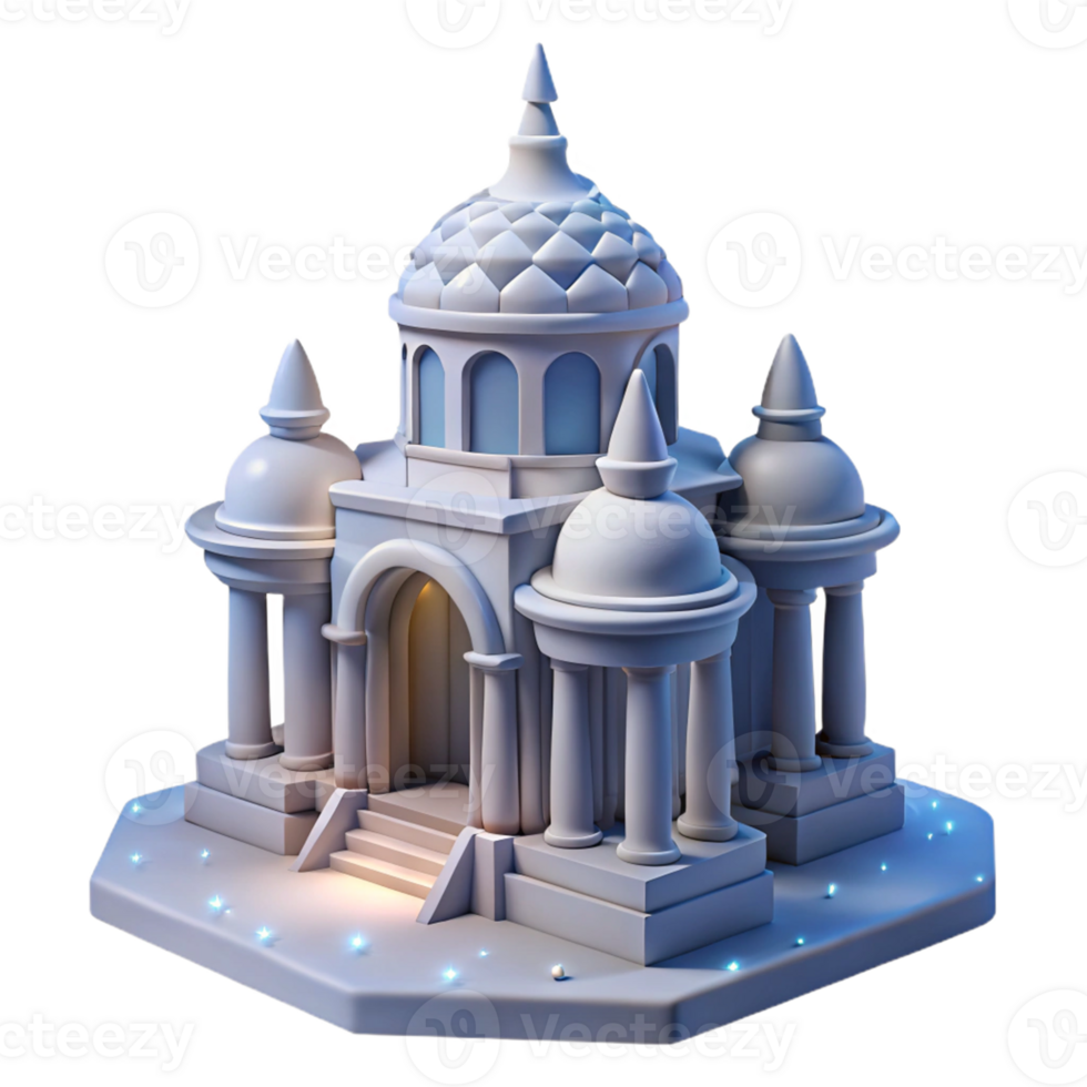 Classical Temple Three Dimensional Model with Intricate Details and Mystical Design png