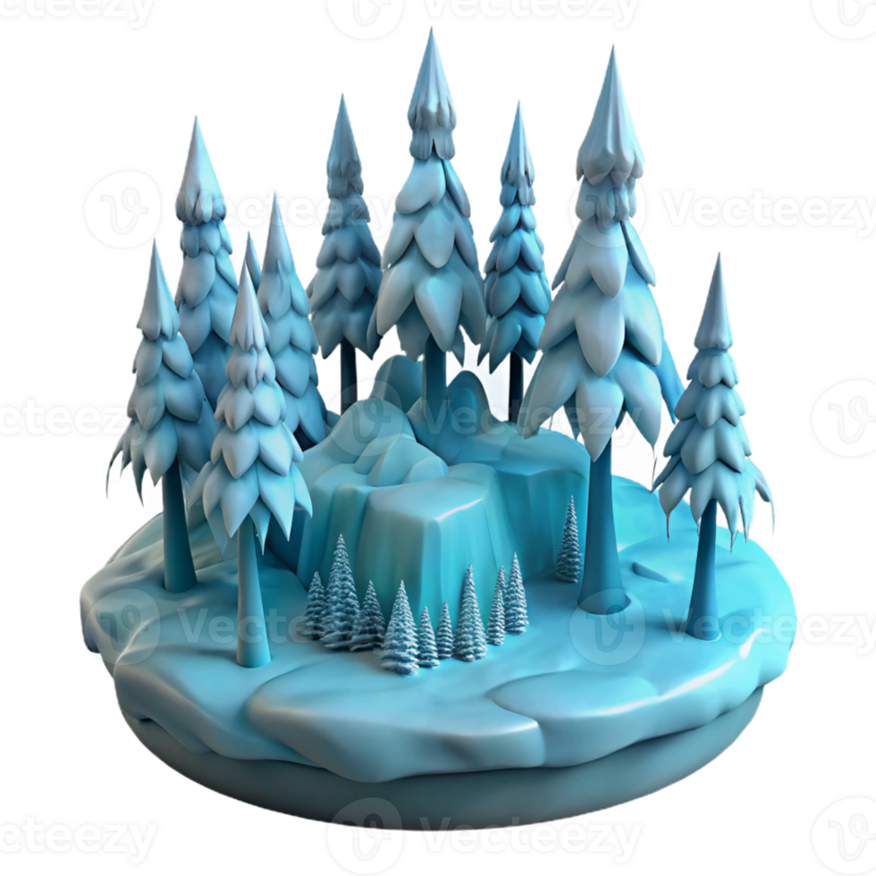 Winter Wonderland Scene in a Three Dimensional Render of Majestic Beauty png