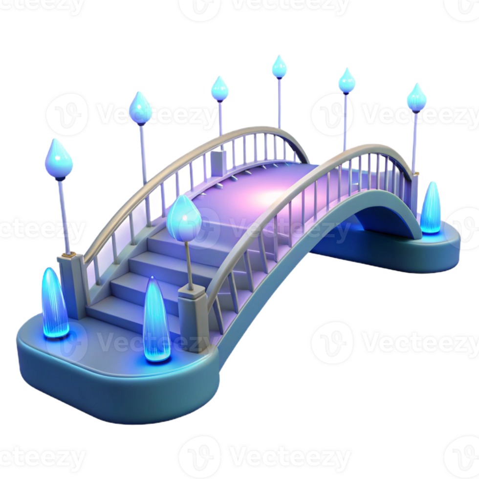 Enchanted Bridge with Lights in a Magical Three Dimensional Scene of Fantasy png
