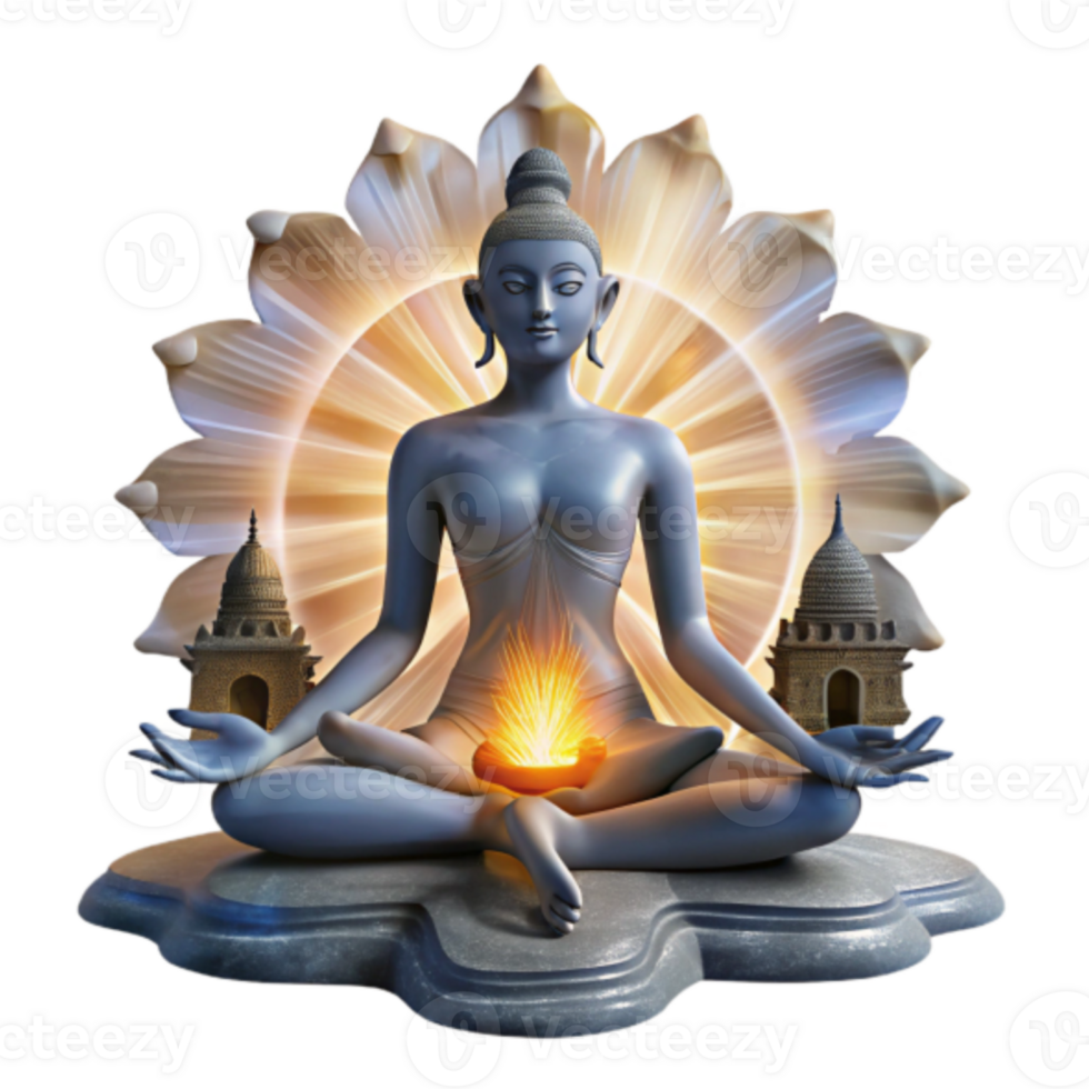Serene Buddha 3D Illustration Peaceful Meditation Pose Spiritual Enlightenment png