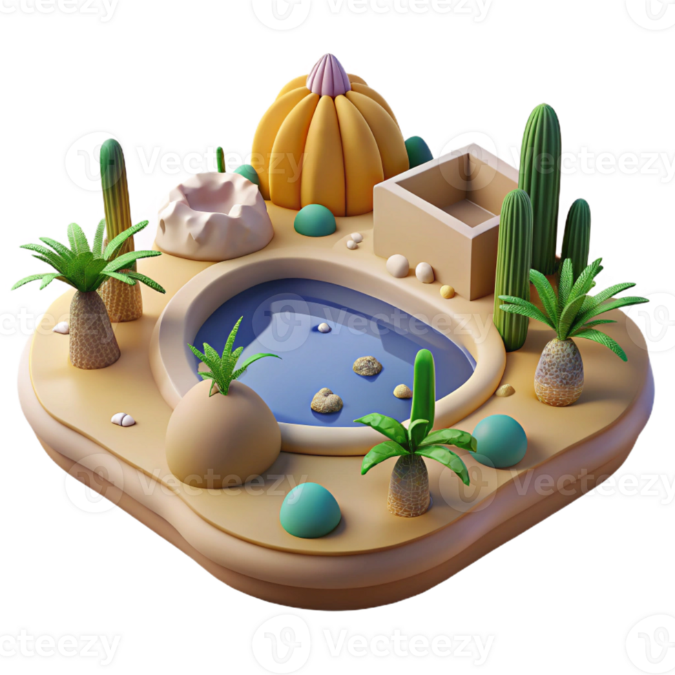 Oasis Pool Three Dimensional Render in a Serene Scene of Nature png