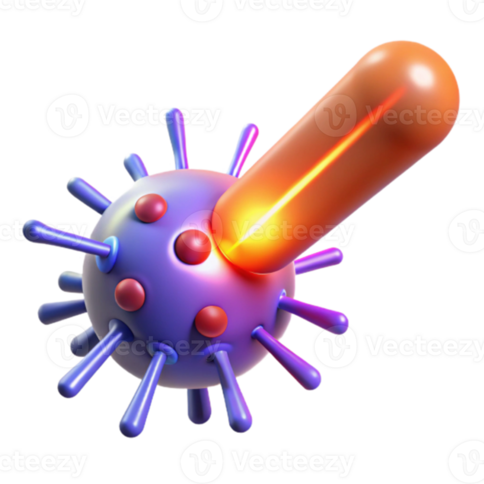 3D Render Virus Destruction Laser Beam Graphic Illustration png