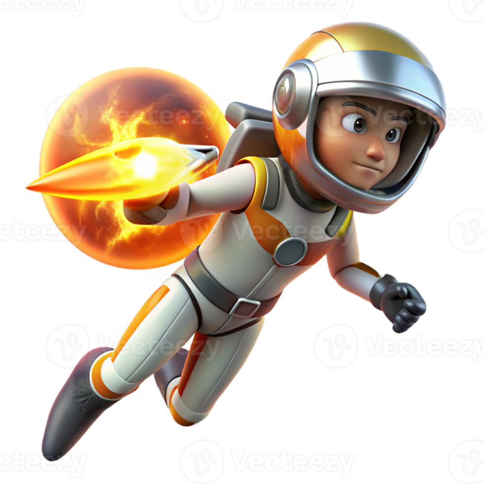 Astronaut in Space with Adventure, Rocket, Flight, Galaxy, Cosmos, Exploration, Universe, and Solar in a Cosmic Three Dimensional Scene of Discovery png