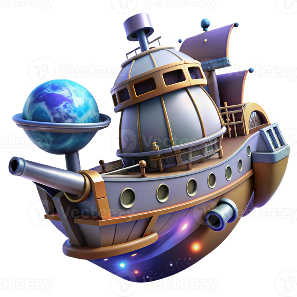 Cosmic Galleon Spacefaring Ship in a Futuristic Three Dimensional Scene of Exploration png
